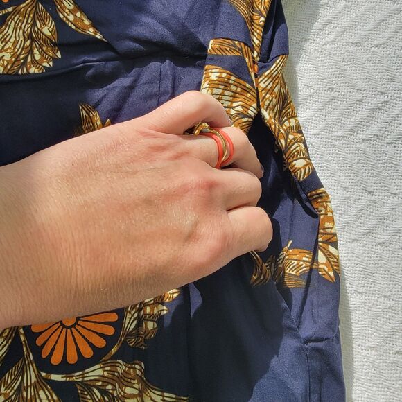 Mae Otti NWOT IDIA African Print Off Shoulder Midi Dress Navy Blue Sz XL No Belt - Picture 7 of 16